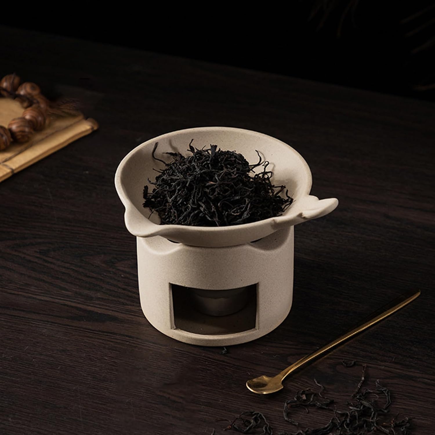 Ceramics Teas Warmer with Bowl Essential Oil Melter and Tea Brewing Home Decor Multifunctional Ceramics Teas Warmer