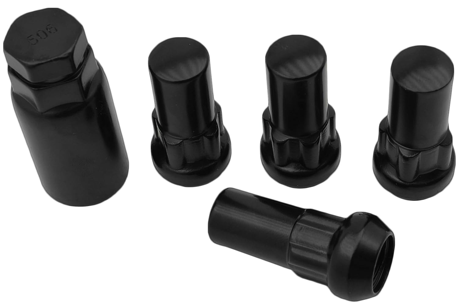 5pc 9/16"18 Black Wheel Locking Lug Nuts with Key Included