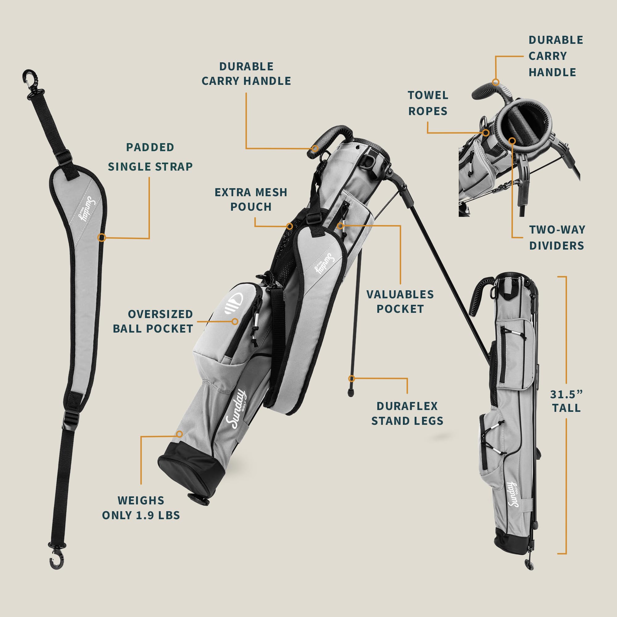 Amazon.co.jp: Sunday Golf - 軽量サンデーゴルフバッグ ストラップと