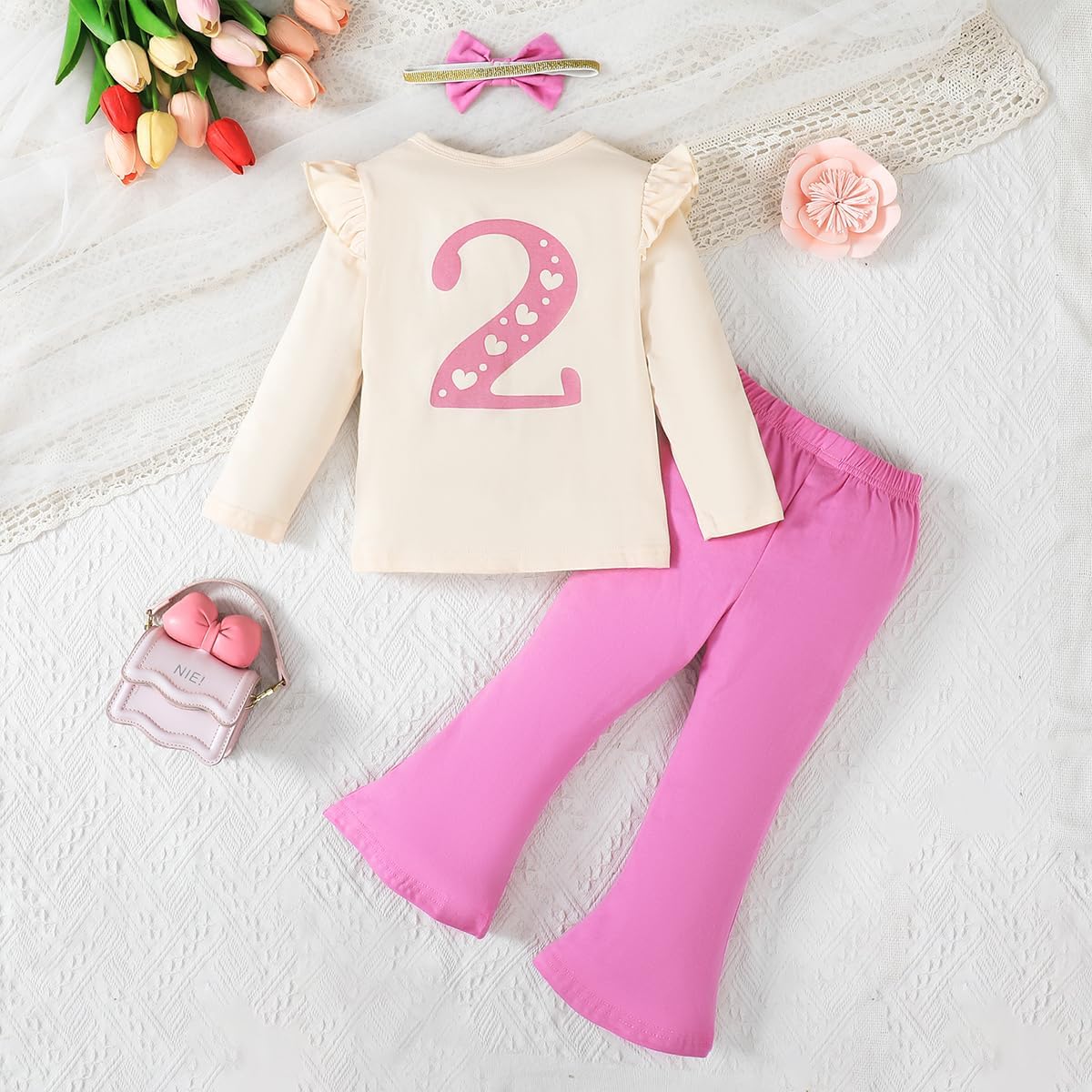Baby Girl I'm Two Cute Outfit Toddler 2nd Birthday Clothes Little Girl Two Years Old Birthday Pants Set - Image 3