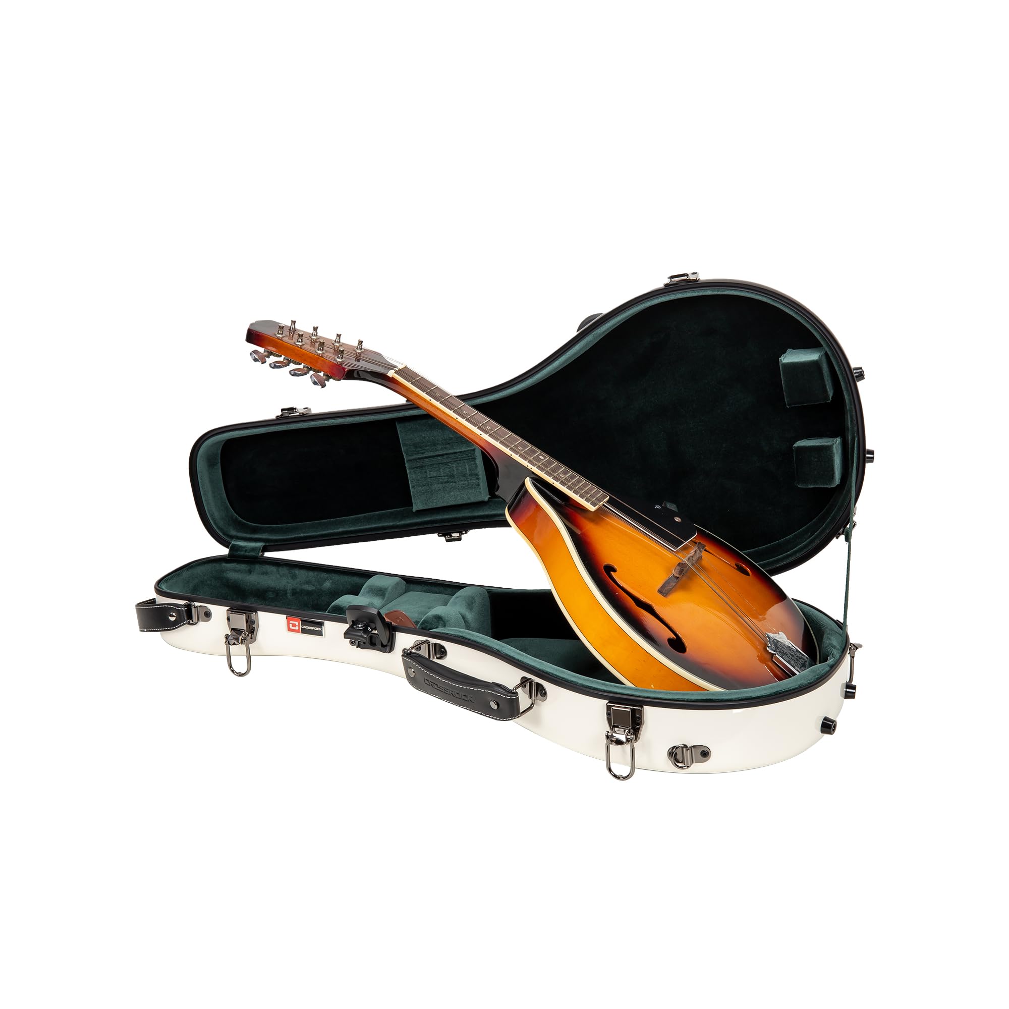 Crossrock Fiberglass A-Style Mandolin Case, with Accessory Compartment, Backpack Straps, TSA Lock-Milky White (CRF2020MAMW)