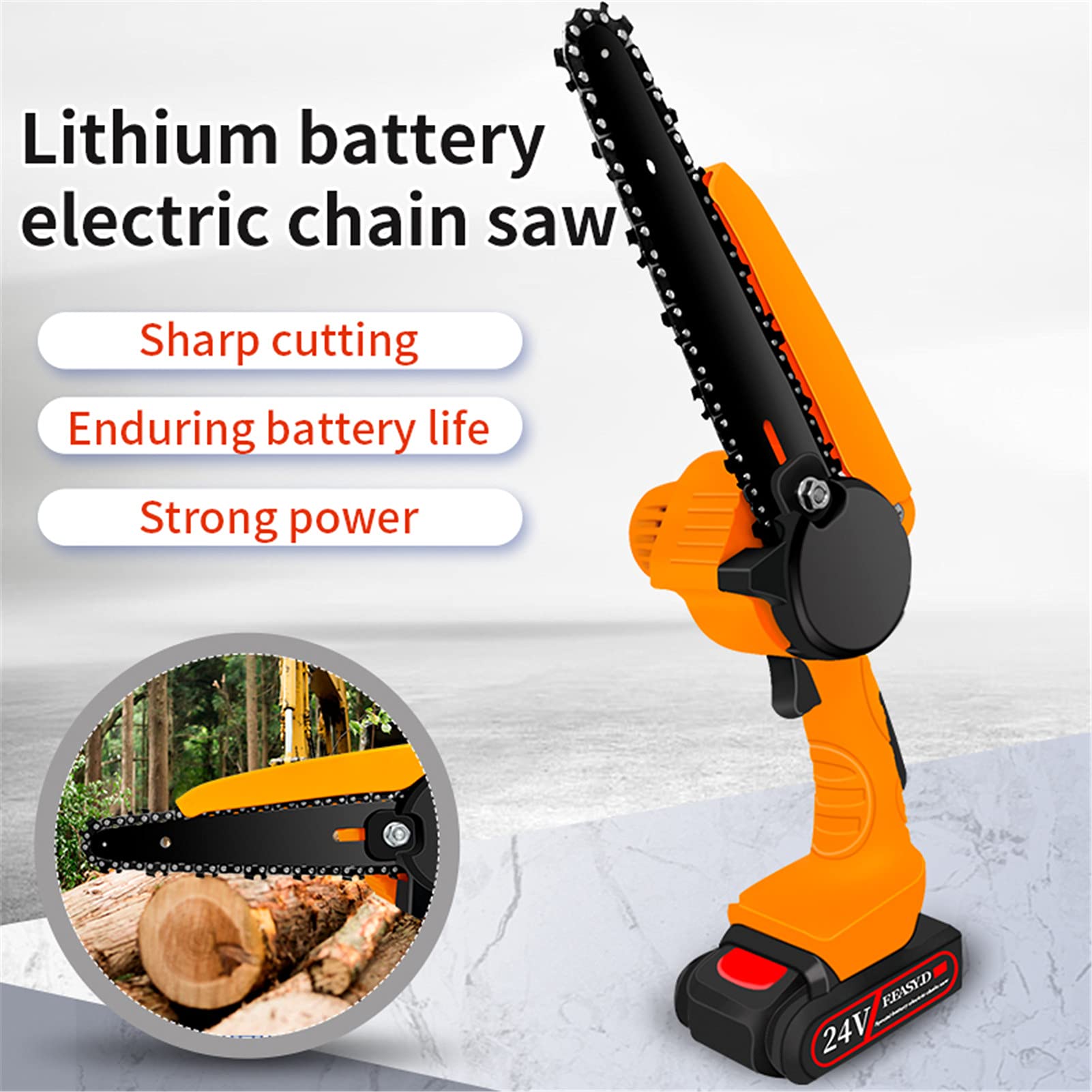 750W 6 Pollici a Catena elettrica 24 V Mini Sega elettrica con 2 Batteria Ricaricabile per la Lavorazione del Legno potatura con Una Mano taglierina da Giardino