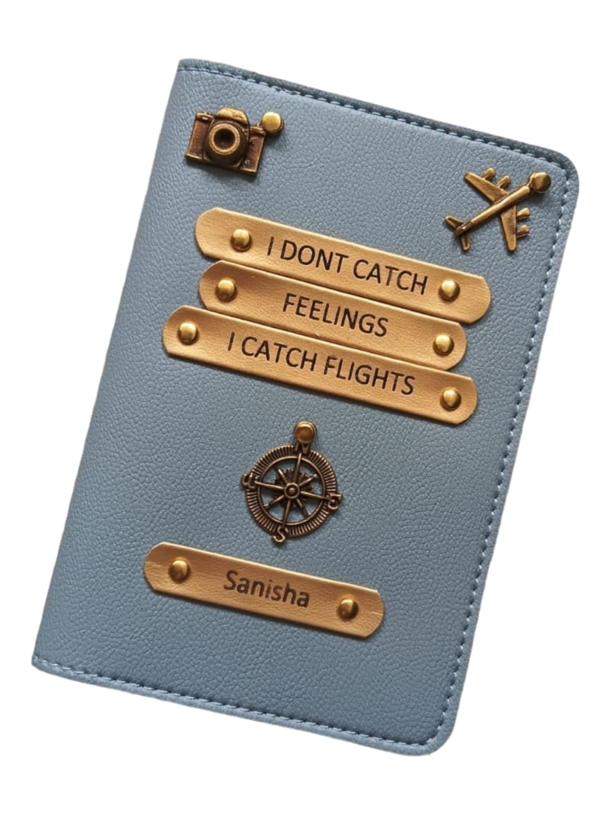 Stylish Quote Personalised Passport Cover for Unisex|Travel with Caption Passport Cover | Vegan Leather Passport Cover for Men|Sky Blue-image-18