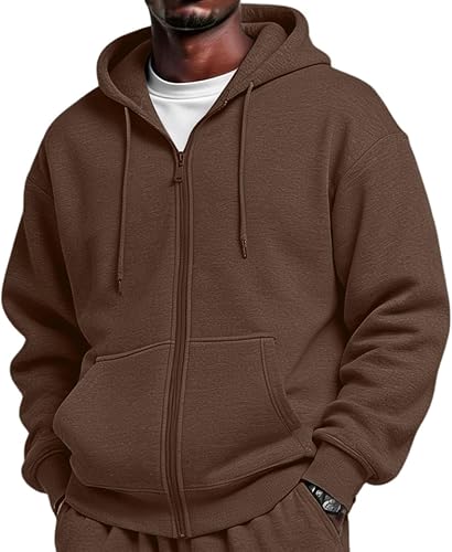 Shiketong Men Zip Up Hoodie, Mens Hoodies Pullover Full Zipper Fleece Lined Over