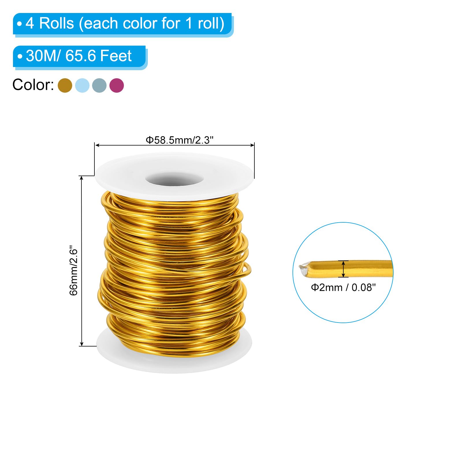 PATIKIL 12 Gauge 2mm Aluminum Craft Wire - Image 2