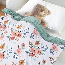 BORITAR Baby Blankets Super Soft Plush Mink Fabric for Girls Boys, Elegant Multicolor Floral Receiving Blankets with Double Layer Dotted Backing for Newborn Toddler, 30 x 40 Inch