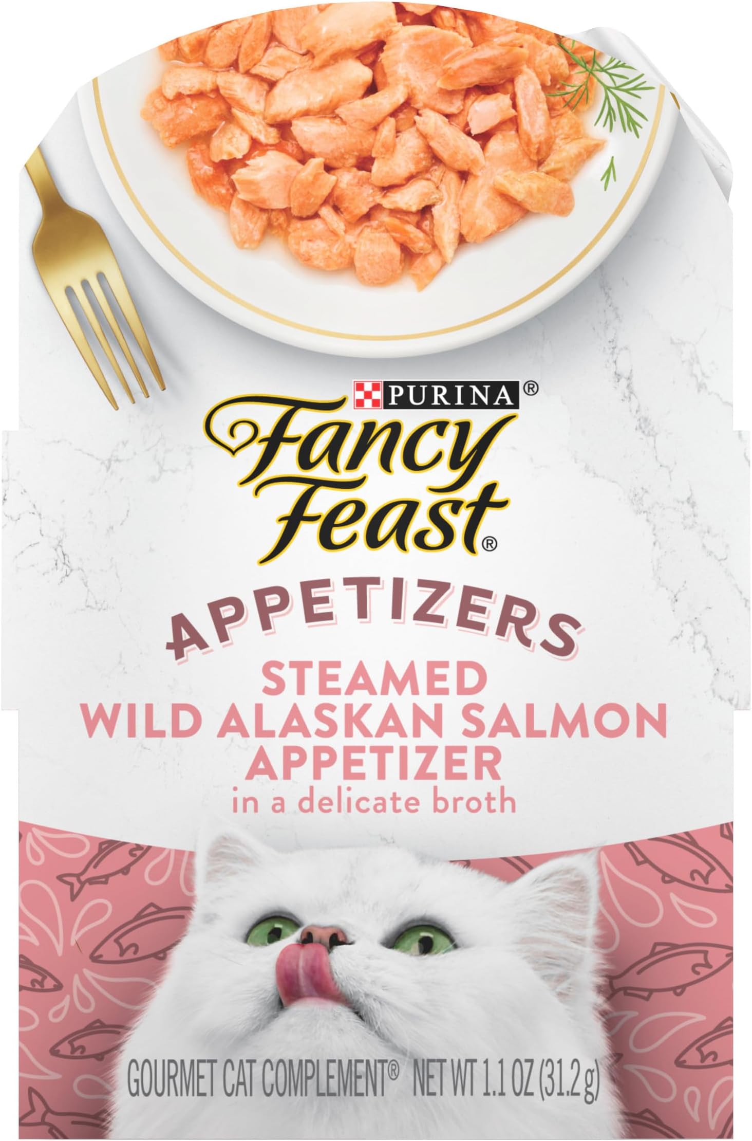 Purina Appetizers Lickable Grain Free Wet Cat Food Topper Wild Alaskan Salmon Appetizer - (Pack of 10) 1.1 oz. Trays