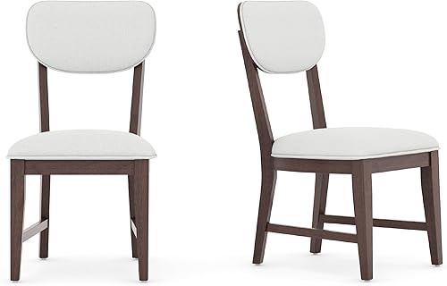 Miniatura 9 de COLAMY Juego de 2 sillas de comedor de madera maciza con asiento y respaldo tapizados de tela, silla de cocina moderna de granja, silla de madera de