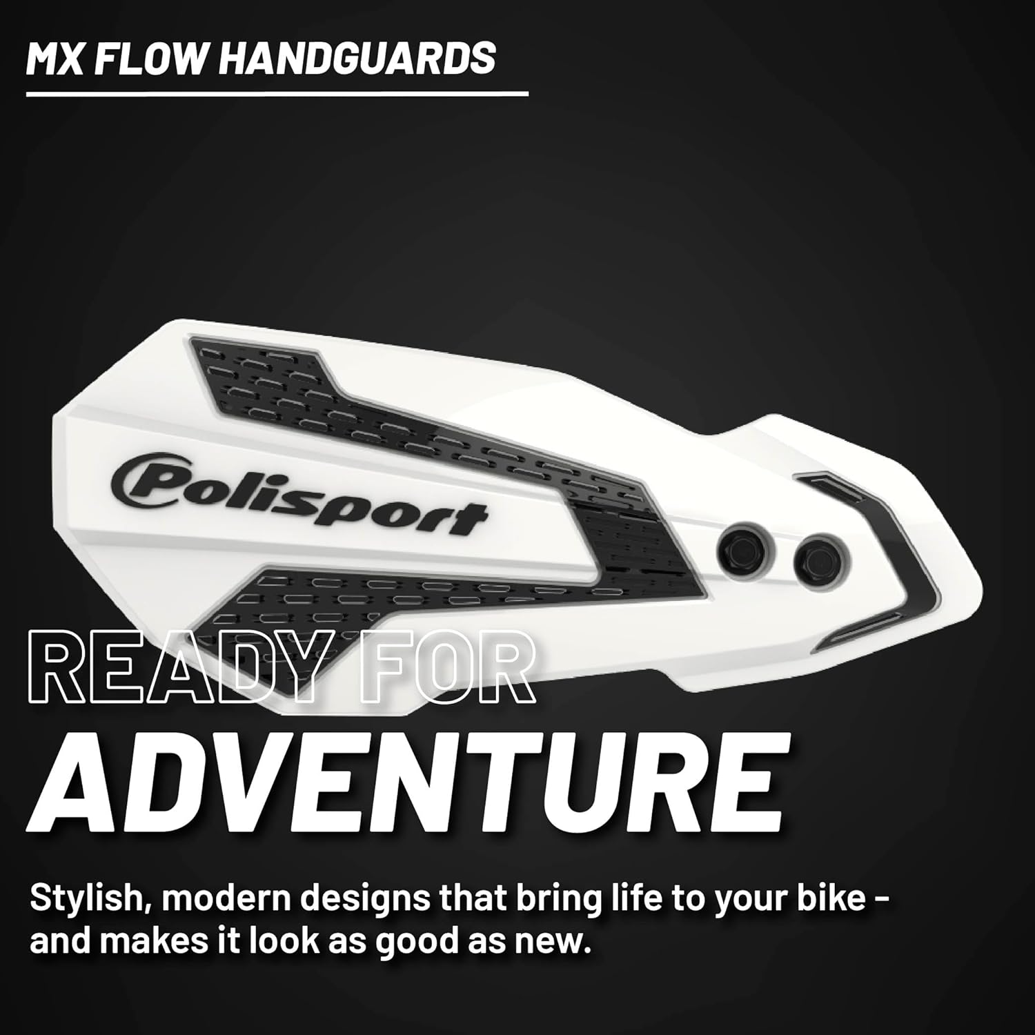Polisport MX Flow Handguard for Motocross Motorcycles–for Honda CRF 450R/RX (2021-23) – Durable, Flexible, Easy to Install, Supermoto, Motard, Dirt Bikes & Off-Road Protection- White/Black