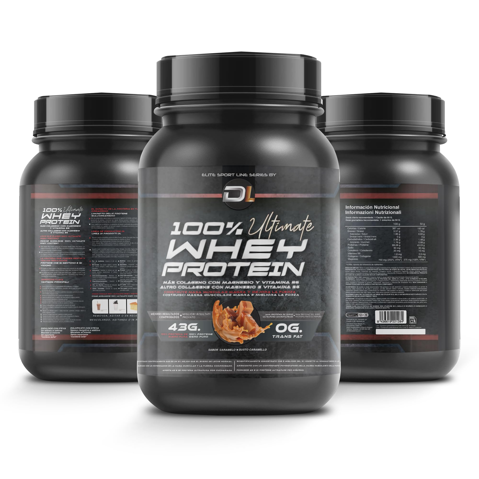 Whey Protein | Proteina in polvere con Collagene, Magnesio e Amminoacidi | Aumenta la massa muscolare | Supporta lo sviluppo e il recupero muscolare | Proteina facile da digerire | 1kg Caramello