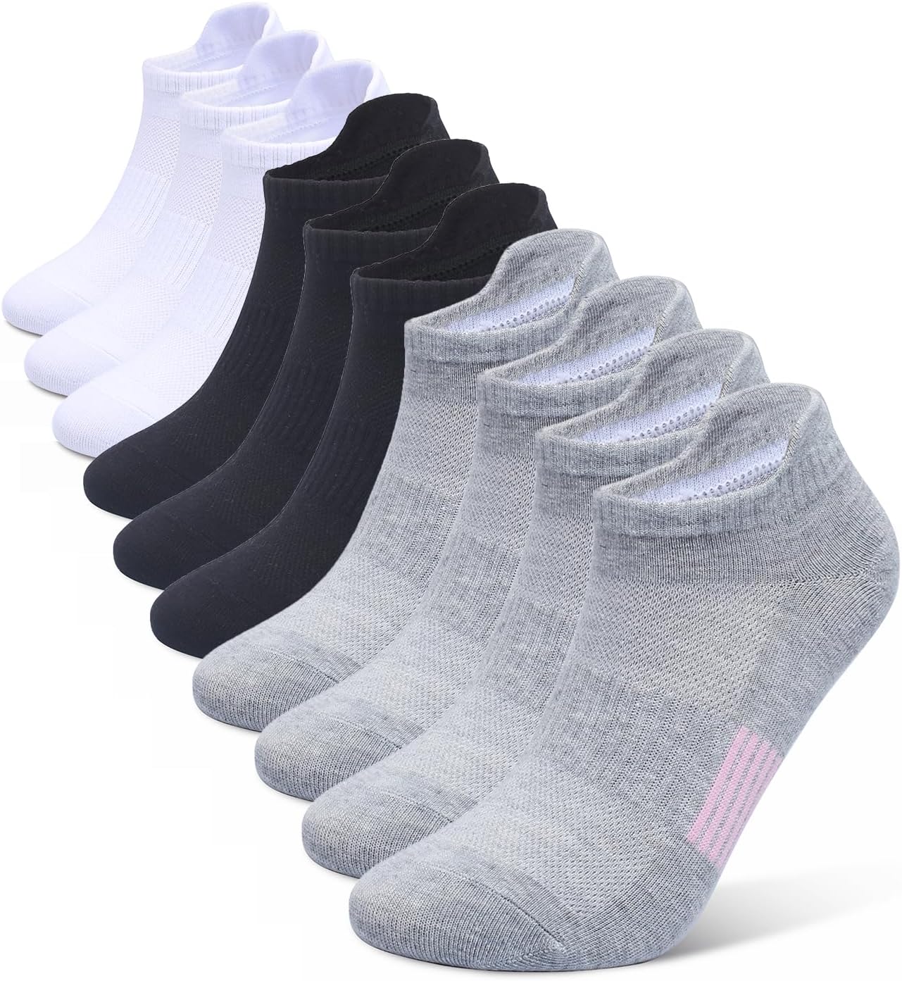 Henwarry Women's 10 Pairs Athletic Running Low Cut Socks Thin Cotton Soft Ankle Tab Socks