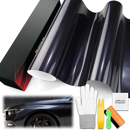 Vinilo PET Liner Super Gloss Metallic Carbon Black Navy Automotive Wrap Vehículo sin burbujas de liberación de aire 5 pies x 6 pies Kit de