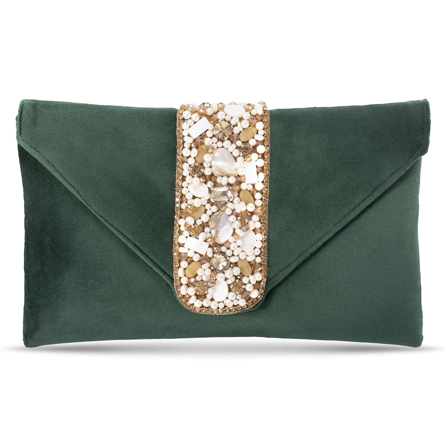 Peora Clutch Purses For Women Wedding Handmade Evening Handbags Party Bridal Clutch (C16Grn, Green) (B09M8TW73F) Amazon Price History, Amazon Price Tracker