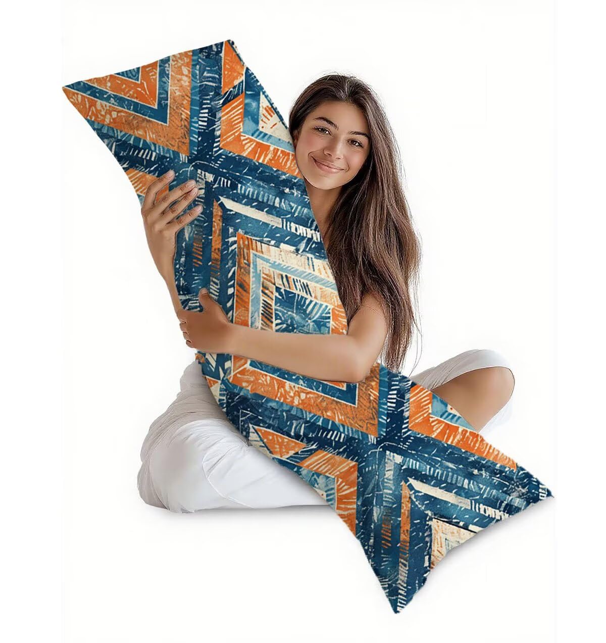 Poduszka do spania na boku, geometryczna poszewka na poduszkę 60 x 180 cm, poduszka ciążowa, len, oddychająca i miękka, do dekoracji salonu, na sofę, poszewka na poduszkę, prezent dla kobiet T-2849