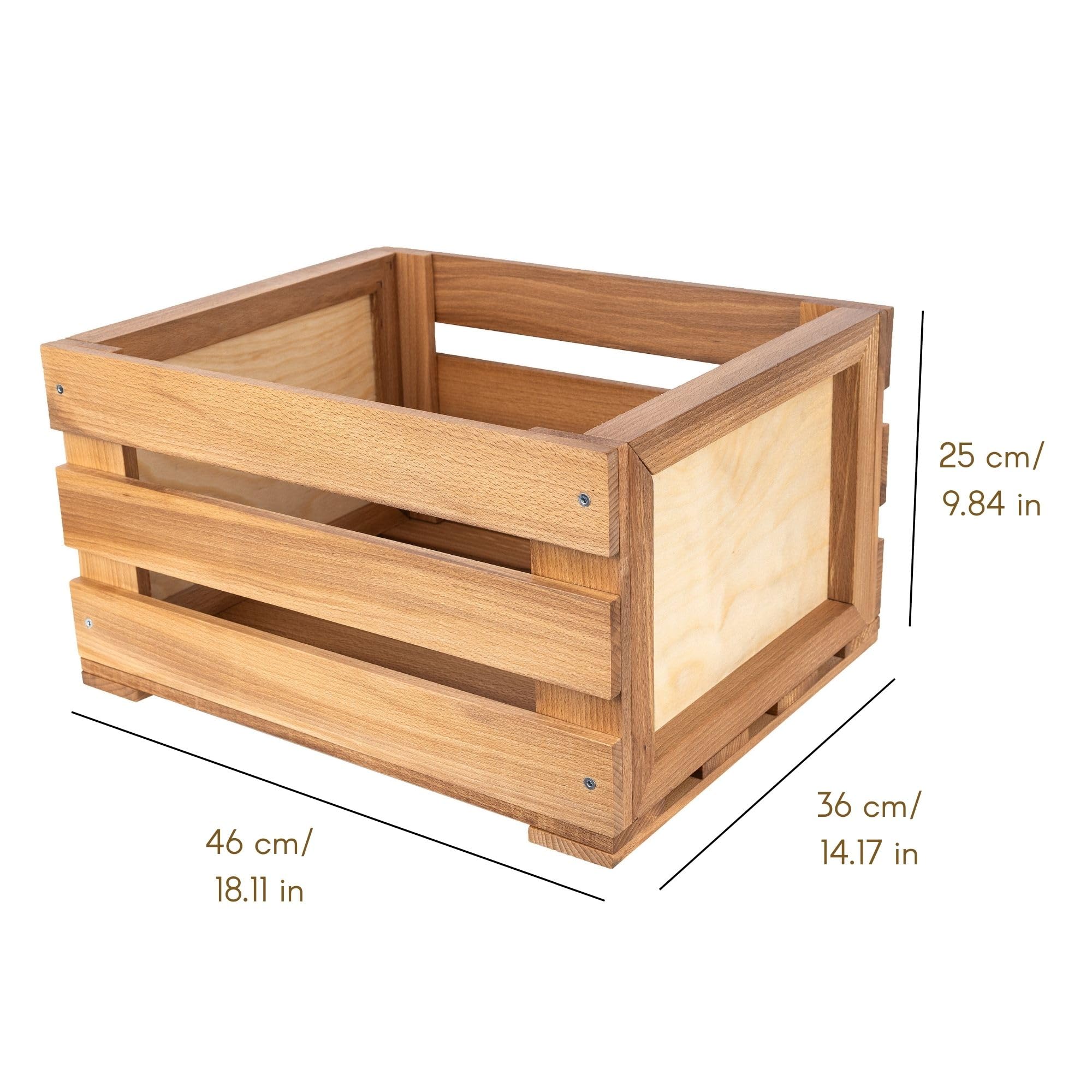 Creative Deco Porta Vinili in Legno di Faggio, 46 x 36 x 29 cm | In legno di faggio, capacità fino a 80 dischi, contenitore da terra per organizzare i vinili
