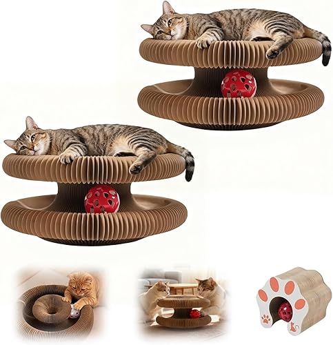 Twisty Paws - Juguete para gatos, 2026 nuevo tablero rascador para gatos extra grueso y grande con bola de campana, juguete de cartón Twisty Paws