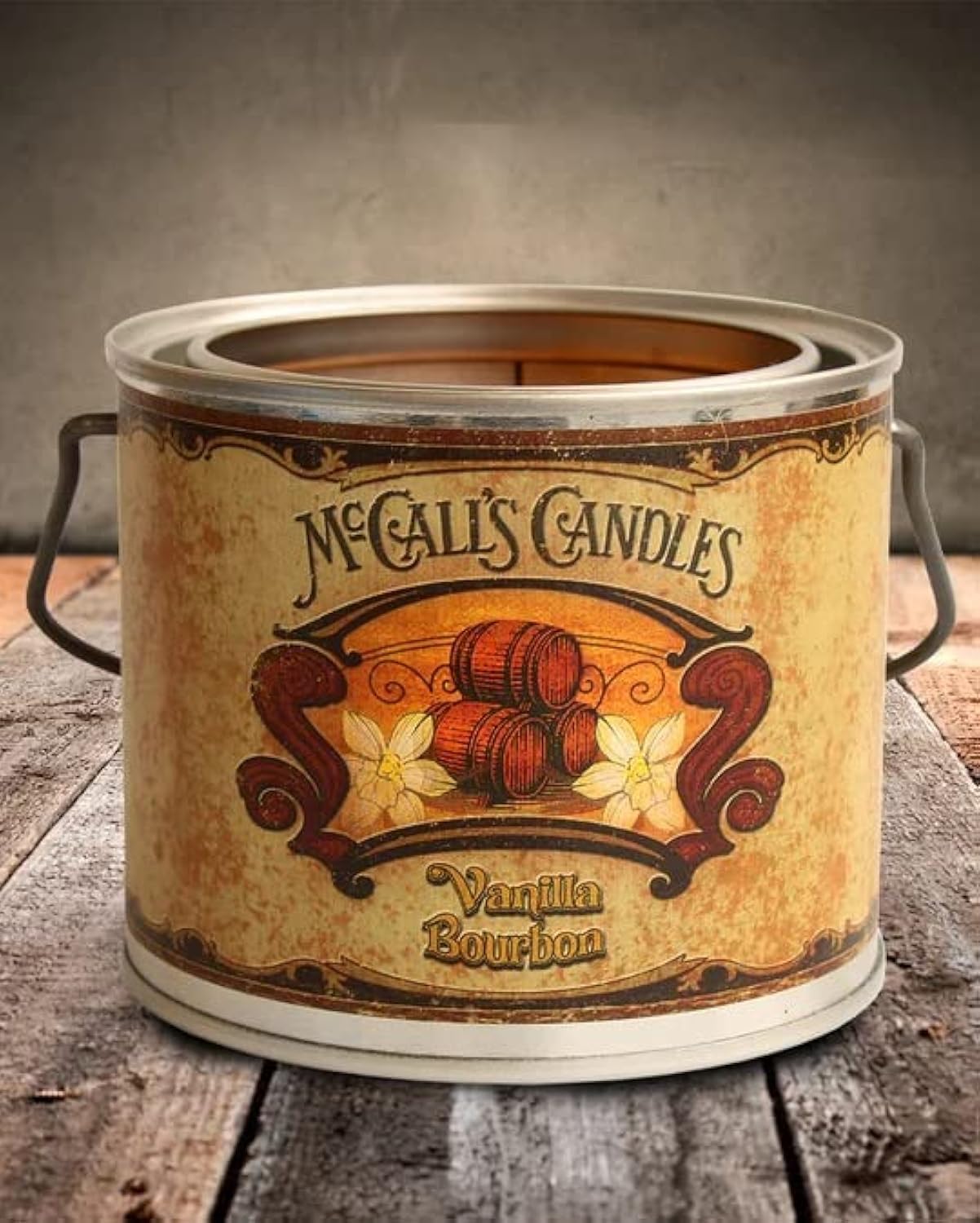 MCCALL'S COUNTRY CANNING Candles | Vanilla Bourbon Highly Scented & Long Lasting | Metal Antique Can | Hand-Painted Label Artwork| Premium Wax Fragrance | Made in The USA | 22 oz