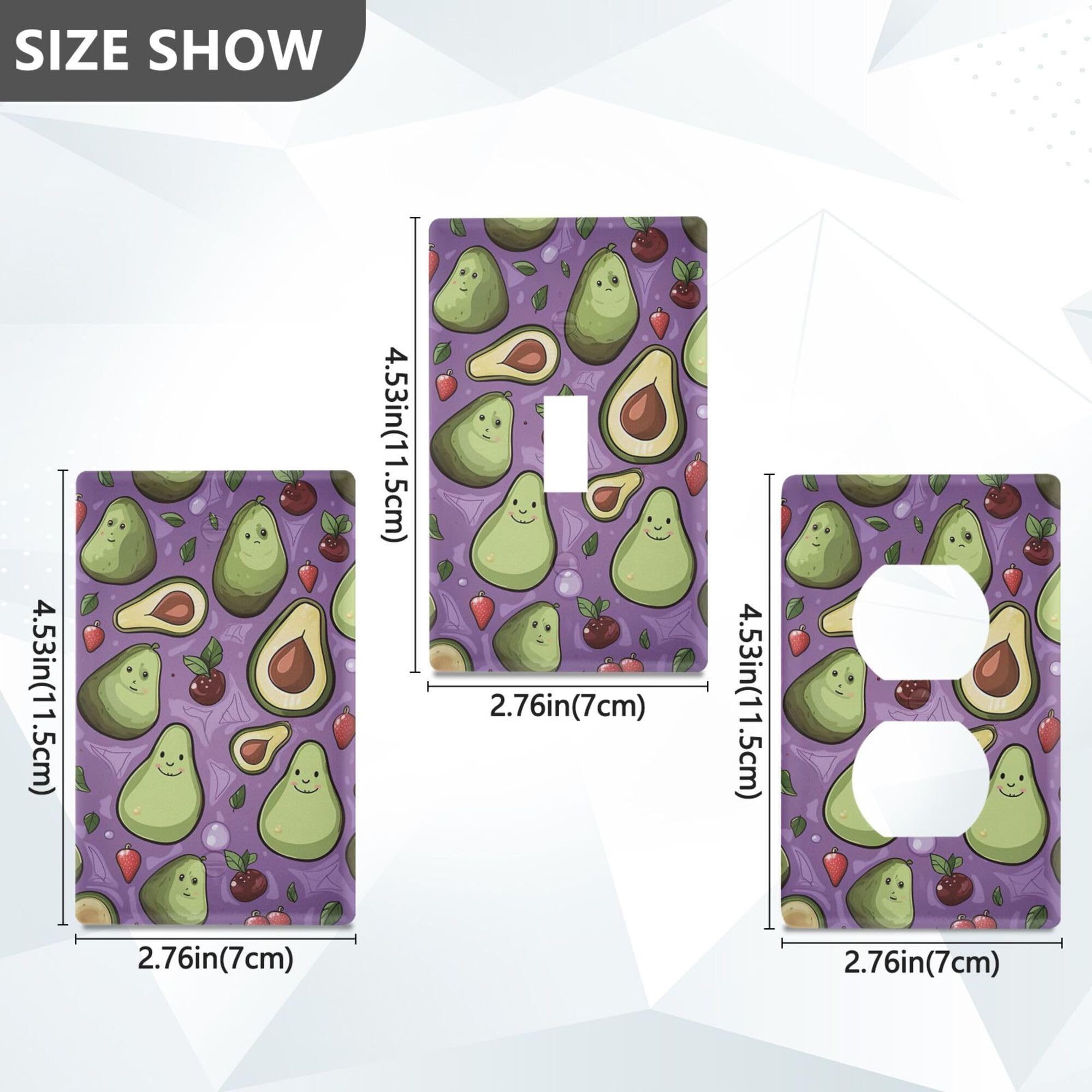xigua Unused Outlet Wallplate Cartoon Avocado Switch Wall Plate Cover,Decorative Outlet Cover Switch Cover for Home Office Bedroom 4.53
