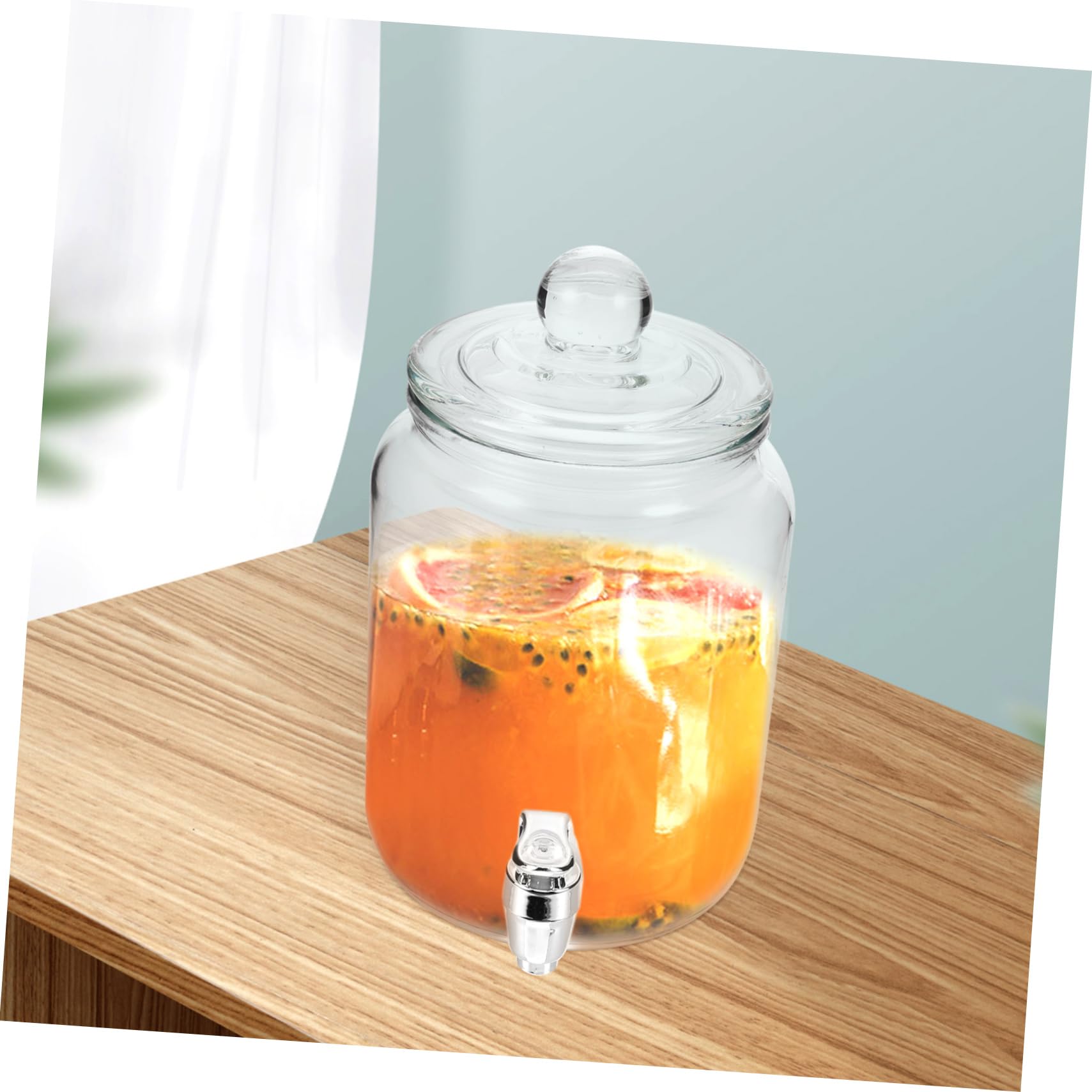 Distributeur de Boissons pour Conserver Jus et Vin avec Robinet en Verre Design Clair et Pratique Bocal à Vin Scellé Facilement