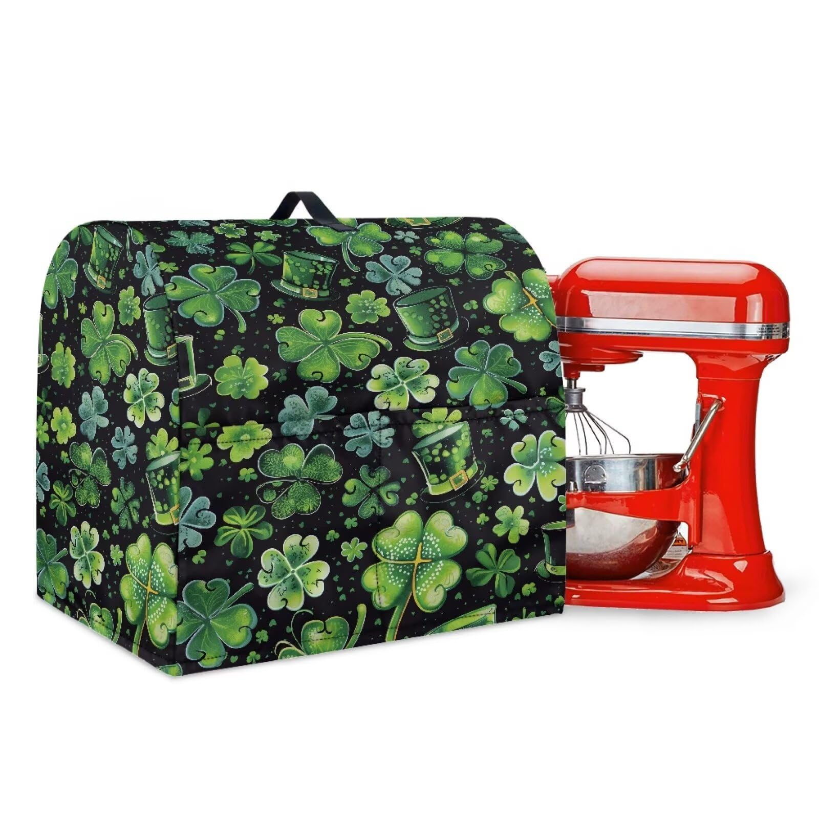 Talayituse Shamrock Hat Print Stand Mixer Cover Compatible with Kitchen Aid 6-8 Quart Bowl Lift Model, Dust Cover with Handle for Coffee Maker, St Patrick's Day Decor, Large