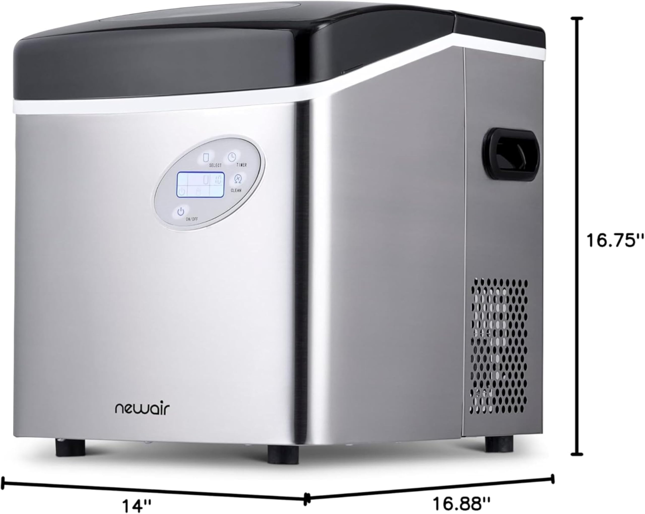 NewAir 50 lb. Countertop Ice Maker | Portable Bullet Ice Machine | 12 Cubes in 7 Minutes, 3 Ice Sizes | Stainless Steel, Self-Cleaning, BPA-Free on Fridge.com