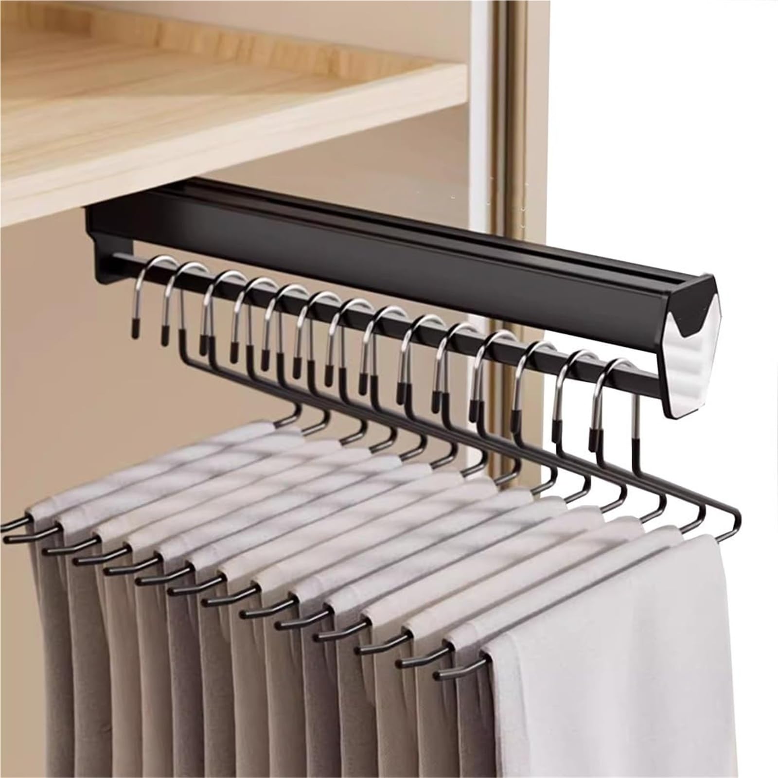 PZJDFDC 30-60CM Extendable Pull Out Closet Rod - Sliding Wardrobe Closet Rod, Extendable Closets Rods, Pull Out Clothes Rail With Metal Base, Wardrobe Adjustable Clothes Hanger Rail, Load 25kg