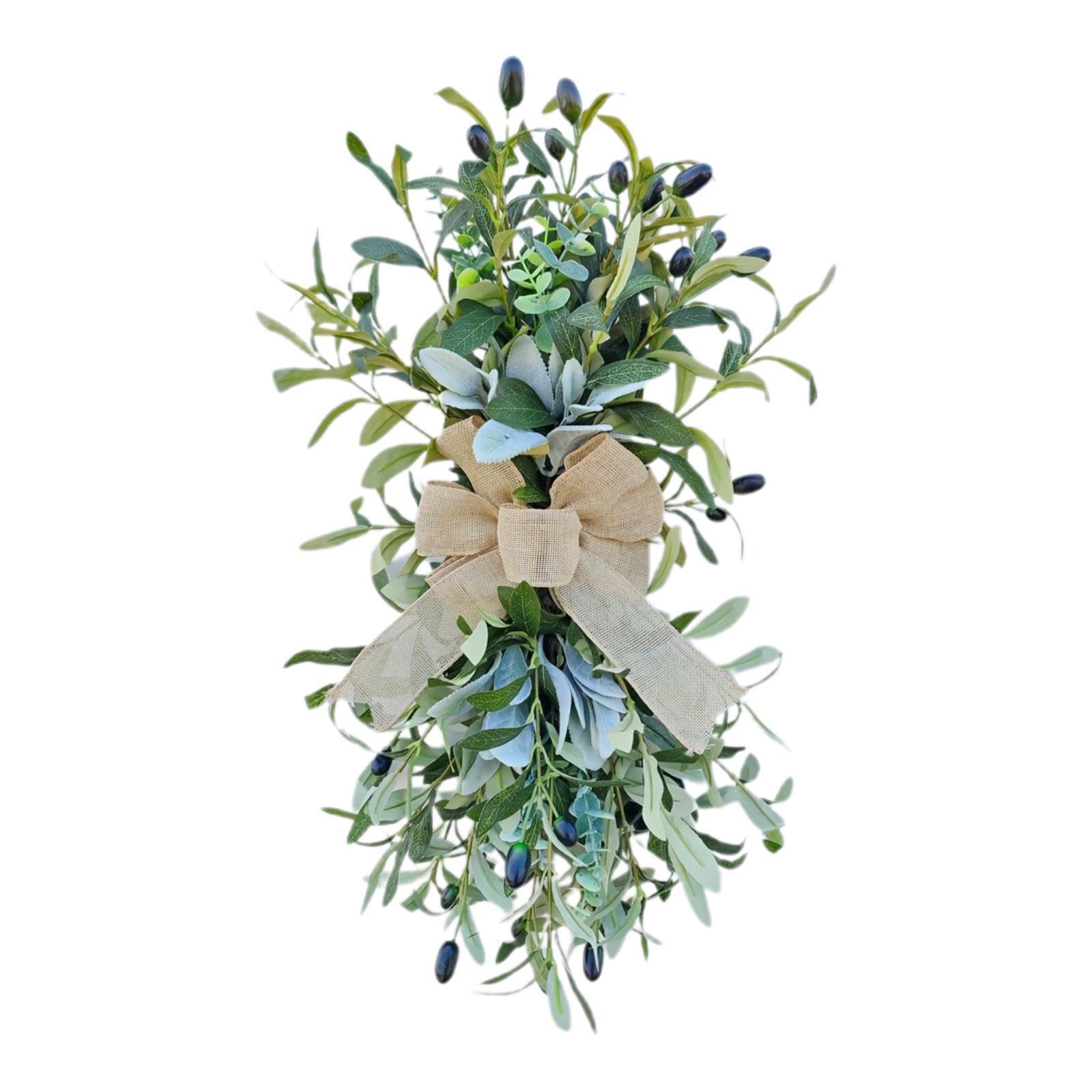TWISAXC Festive Green Branches Housewarming Wreath Elegant Decor For Farmhouse Celebrations Olive Wreath Spring Summer Office