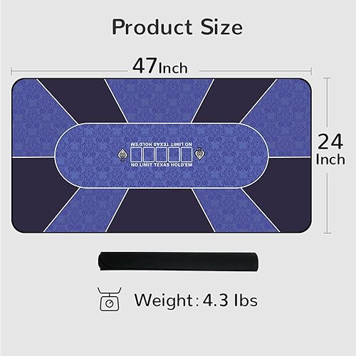 Miniatura 9 de FURUISEN Alfombrilla de póquer profesional de 70 pulgadas x 35 pulgadas, 8 jugadores de goma portátil Texas Hold'em Poker con bolsa de transporte