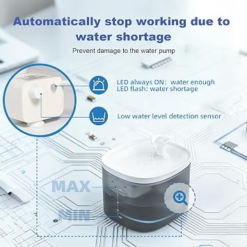 Cat Water Fountain 105oz/3L Pet Water Fountain - Quiet Dog Water Fountain with Water Level - Flowing Water to Provide Fresh Water- No Sputter, Easy Cleaning, Suit for cat Waterer
