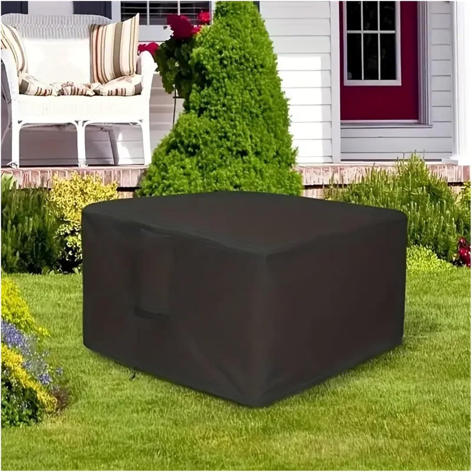 Fire Pit Cover - Outdoor Square Black Nylon Protector Against Rain, Dust & Sun, Fits And Round Pits(135x135x75cm)