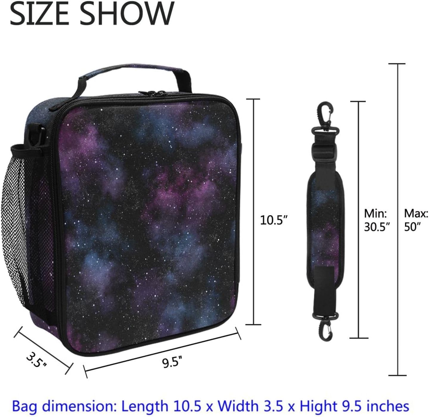 ZZXXB Galaxy Nebula Insulated Lunch Bag Box Reusable Thermal Cooler Bag Tote Outdoor Travel Picnic Bag With Shoulder Strap for Children Students Adults