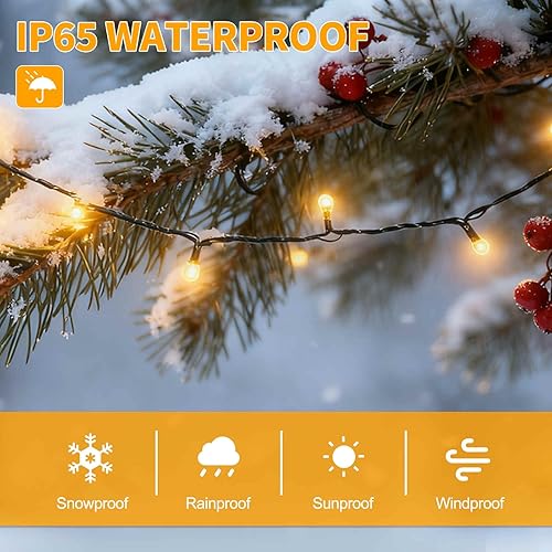 Miniatura 4 de 500 luces LED de Navidad de 164 pies, luces para árbol de Navidad, 8 modos de enchufe, con función de memoria, tira de luces verdes para dormitorio,