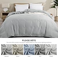 Vista 2 de HOMBYS Funda de edredón extragrande King de 120 x 128 pulgadas, funda de edredón de microfibra ultrasuave color gris claro para todas las estaciones