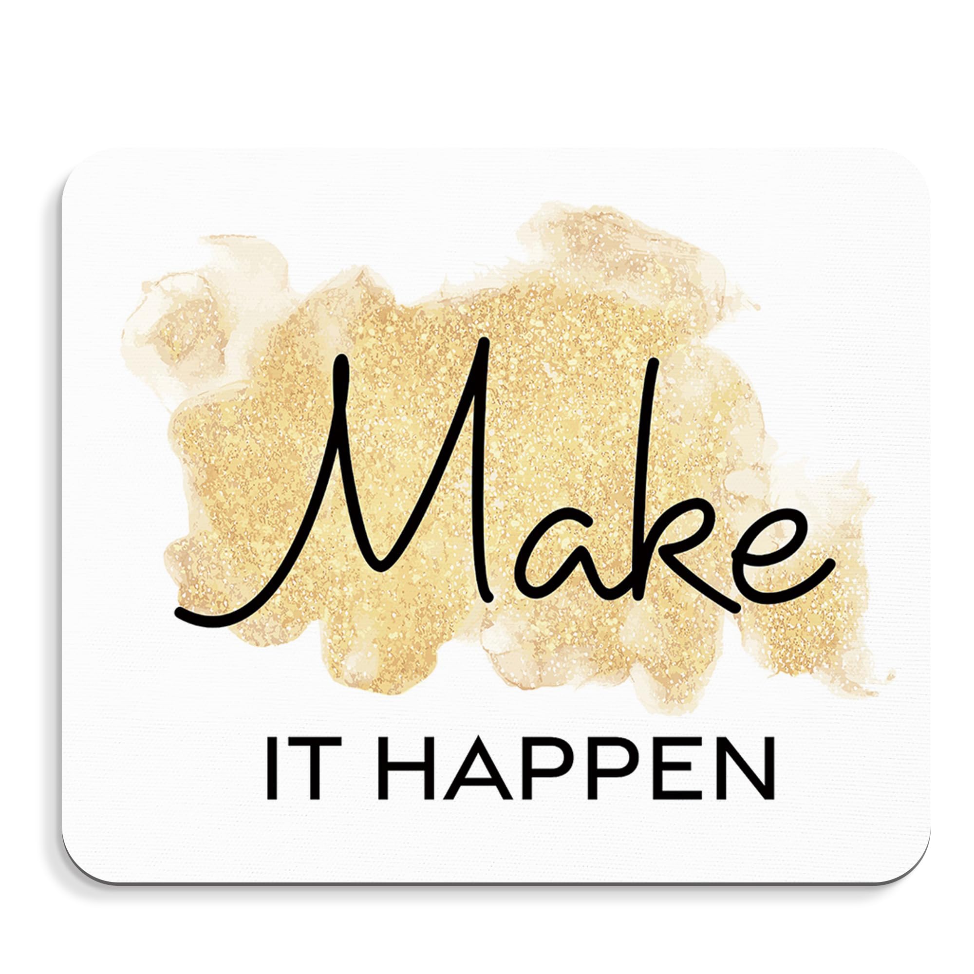 BAYOGITA Gold Motivational Mouse Pad - Make It Happen Mousepad, Inspirational Office Mouse Pad, Motivational Desk Mousepads, Inspirational Coworker Gifts, Gifts for Employees, 9.5x8 Inches