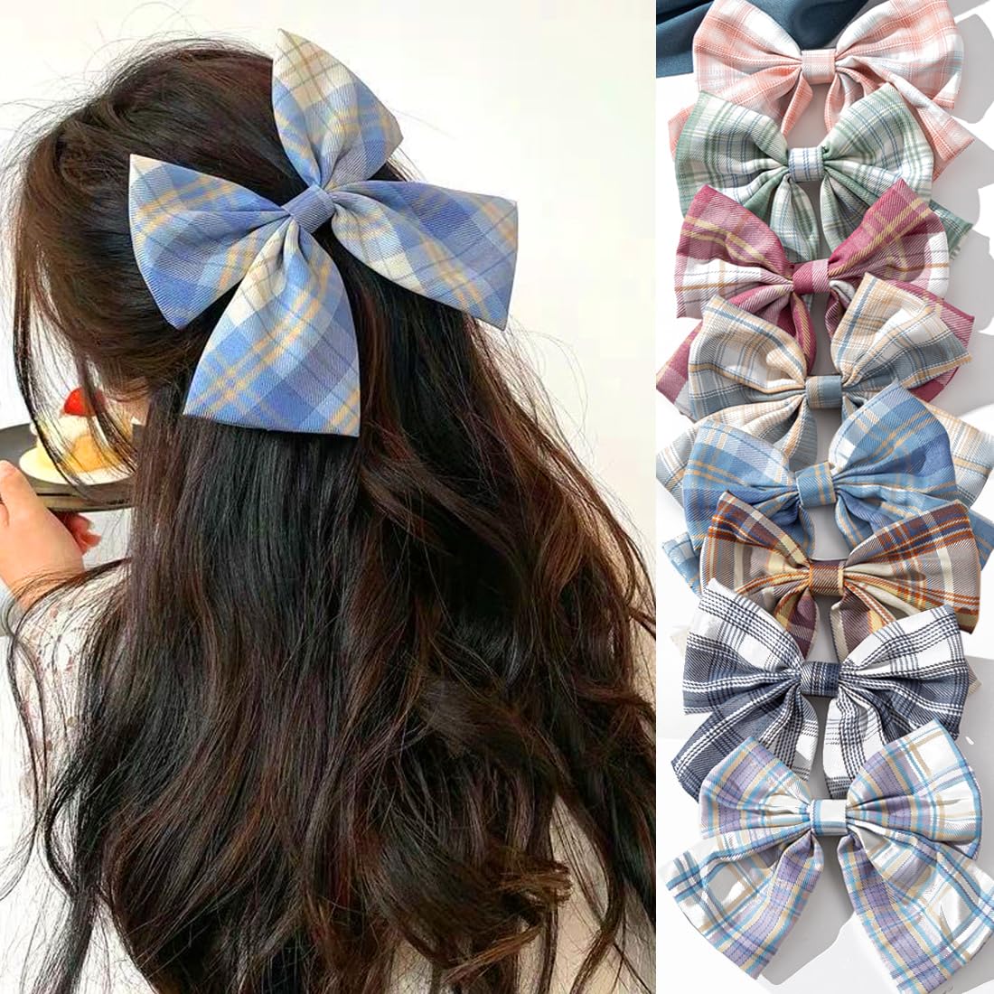 8 fiocchi per capelli per donne e ragazze, fermagli per capelli con fiocco per donne, capelli spessi e sottili, fermagli per capelli grandi, fermagli per capelli antiscivolo per donne