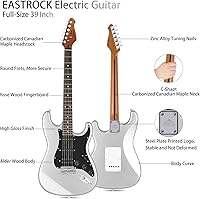 Vista 3 de EASTROCK Kit de guitarra eléctrica de tamaño completo de 39 pulgadas para principiantes, paquete de iniciación con bolsa, cejilla, correa de hombro