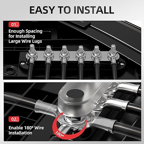 Miniatura 10 de DAIERTEK Barra colectora de 12 V, 6 x 5/16 pulgadas (M8), bloque de distribución de energía de 12 voltios con tapa, barra de bus de batería de 12 V