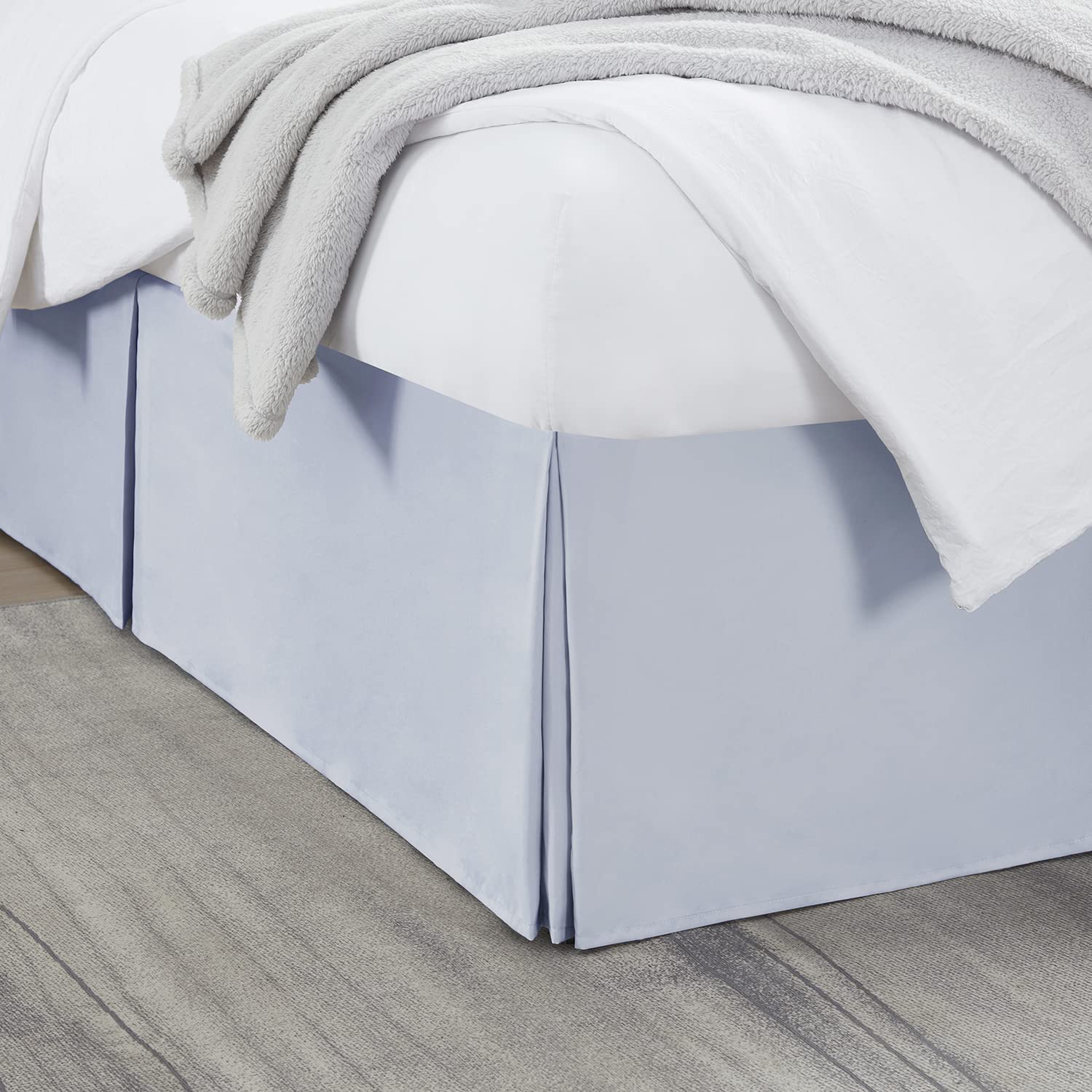 Nestl Ice Blue Bed Skirt Cal King Size - Cal King Bed Skirt 14 Inch Drop - Brushed Microfiber Bed Skirts - Hotel Quality Pleated Bed Skirt - Shrinkage & Fade Resistant