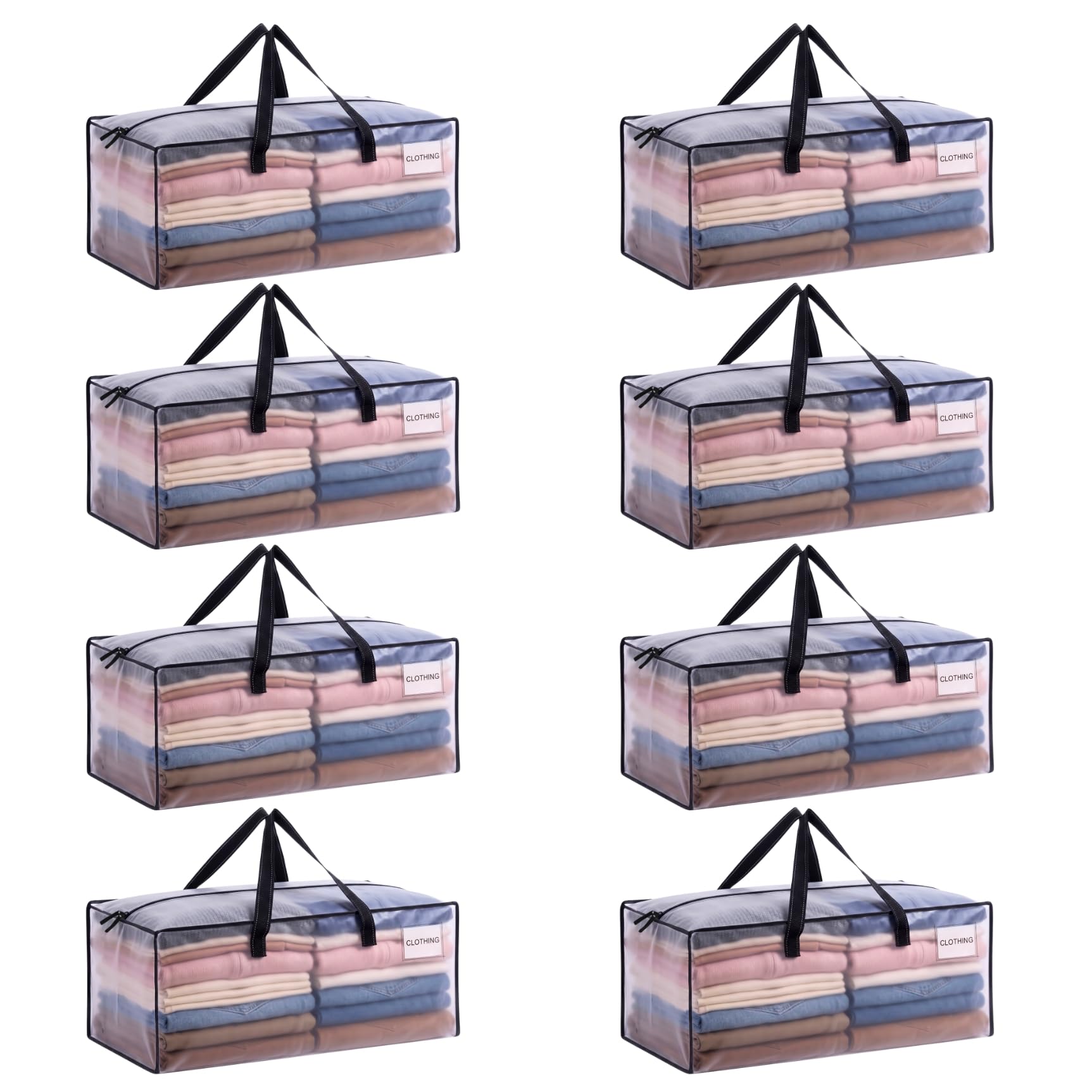 VENO Heavy Duty Moving Bags, Storage Bags, Easy Visibility, Clear, 8 Pack