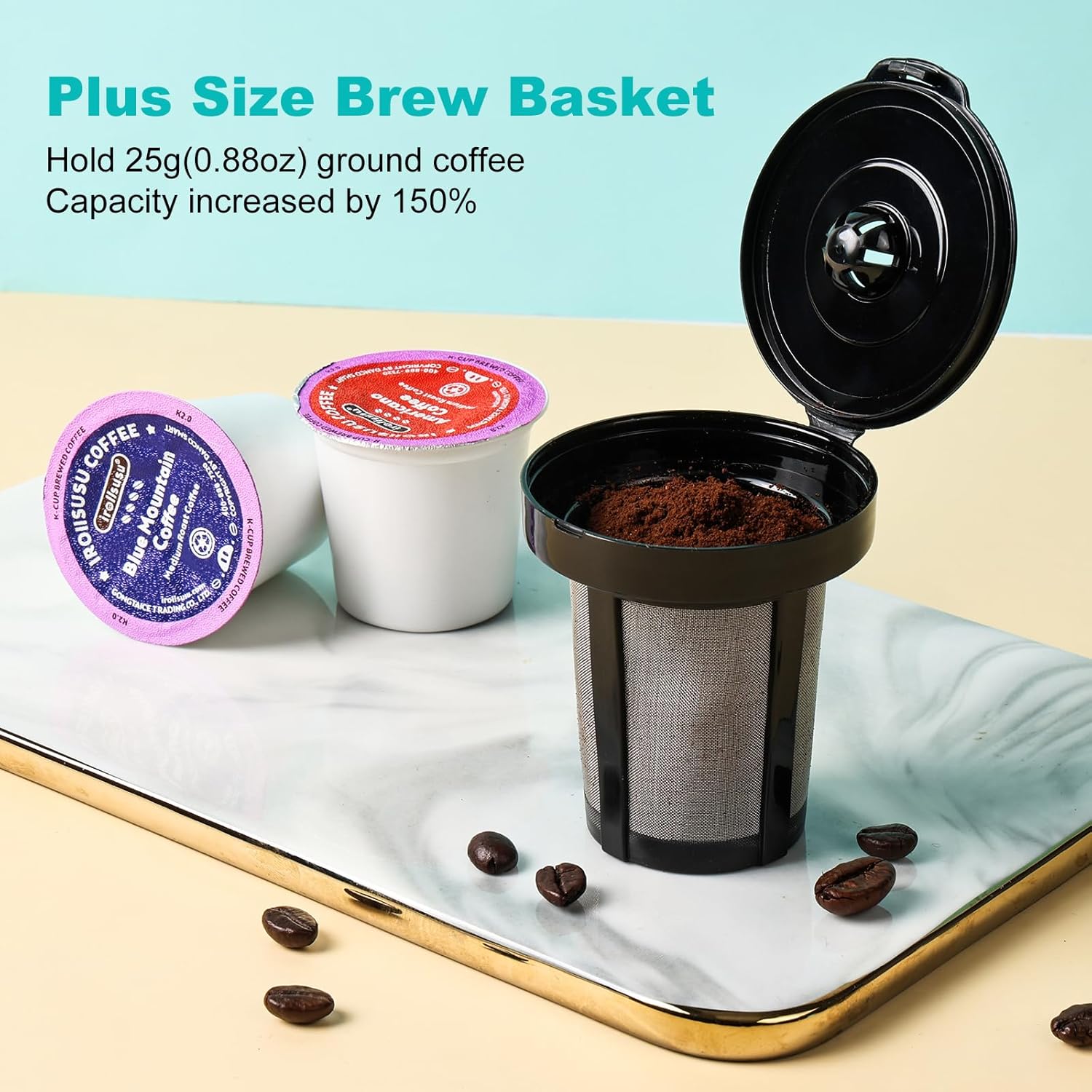 K Cup Coffee Maker. Pod Coffee Machine,Single Serve coffee machine or Ground Coffee Machine 2 in 1,Ground Coffee Maker,14 Oz.