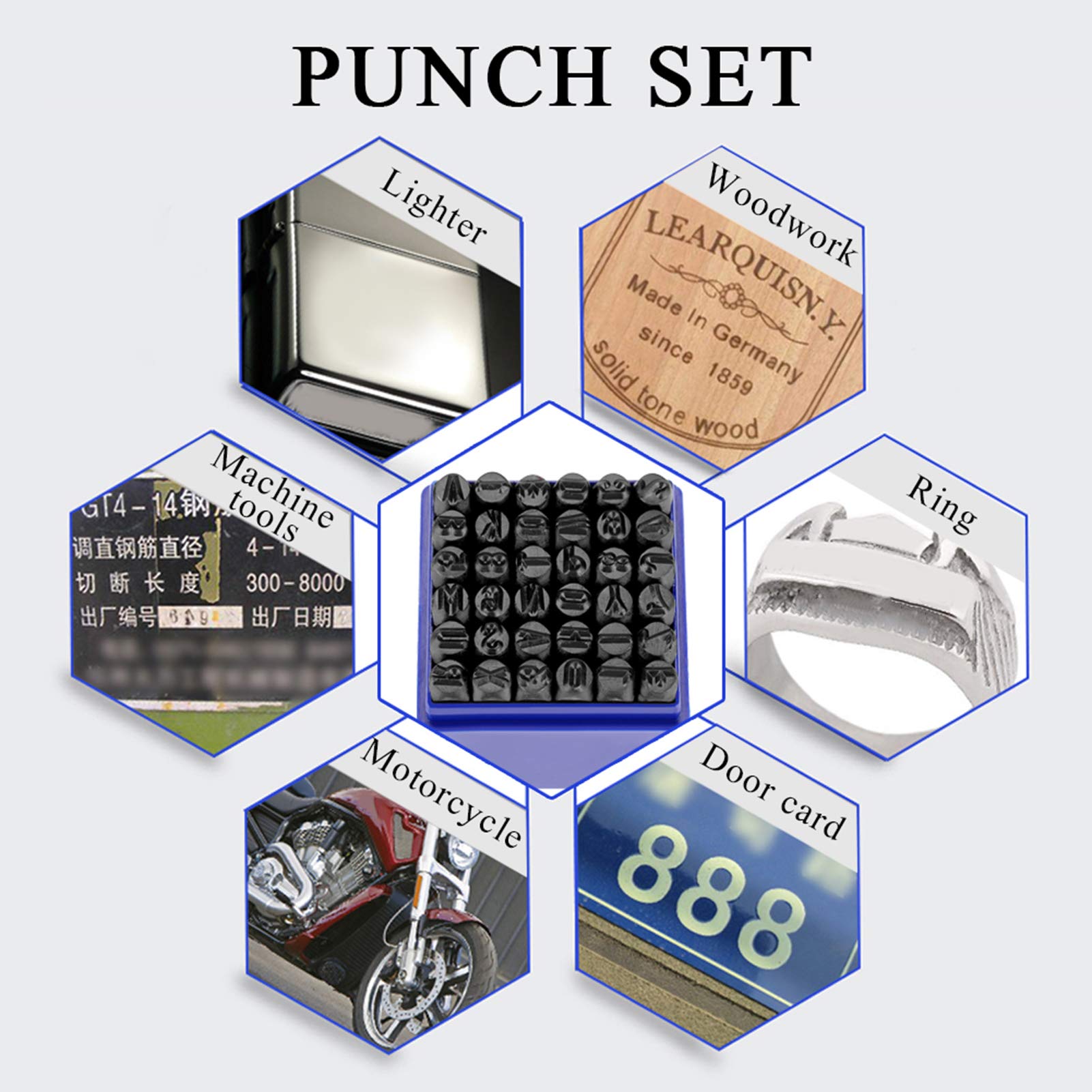 Ejoyous Juego De 36 Uds. De Perforadoras De Letras, Números y Sellos De Letras 0-9 + A-Z Herramientas De Tallado De Sellos con Estuche, para Marcar Metal Madera Plástico Cuero 6mm