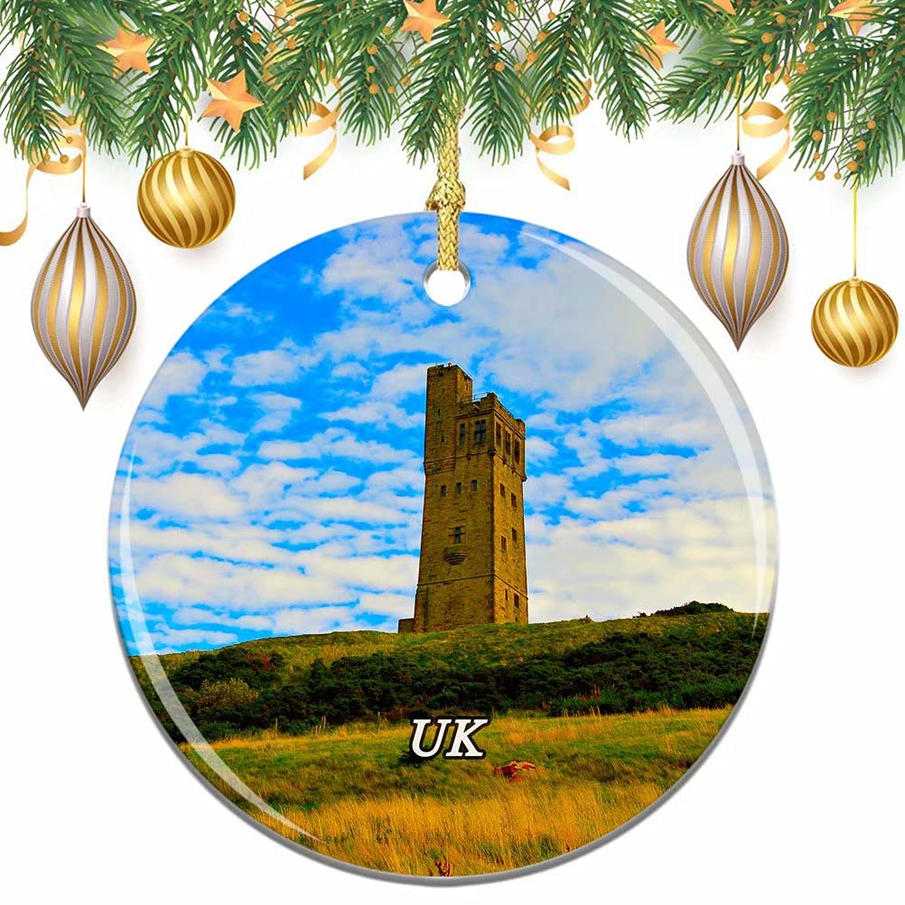 Uk England Castle Hill Huddersfield Christmas Xmas Tree Ornament Decoration Wedding Hanging Pendant Decor City Travel Souvenir Collection