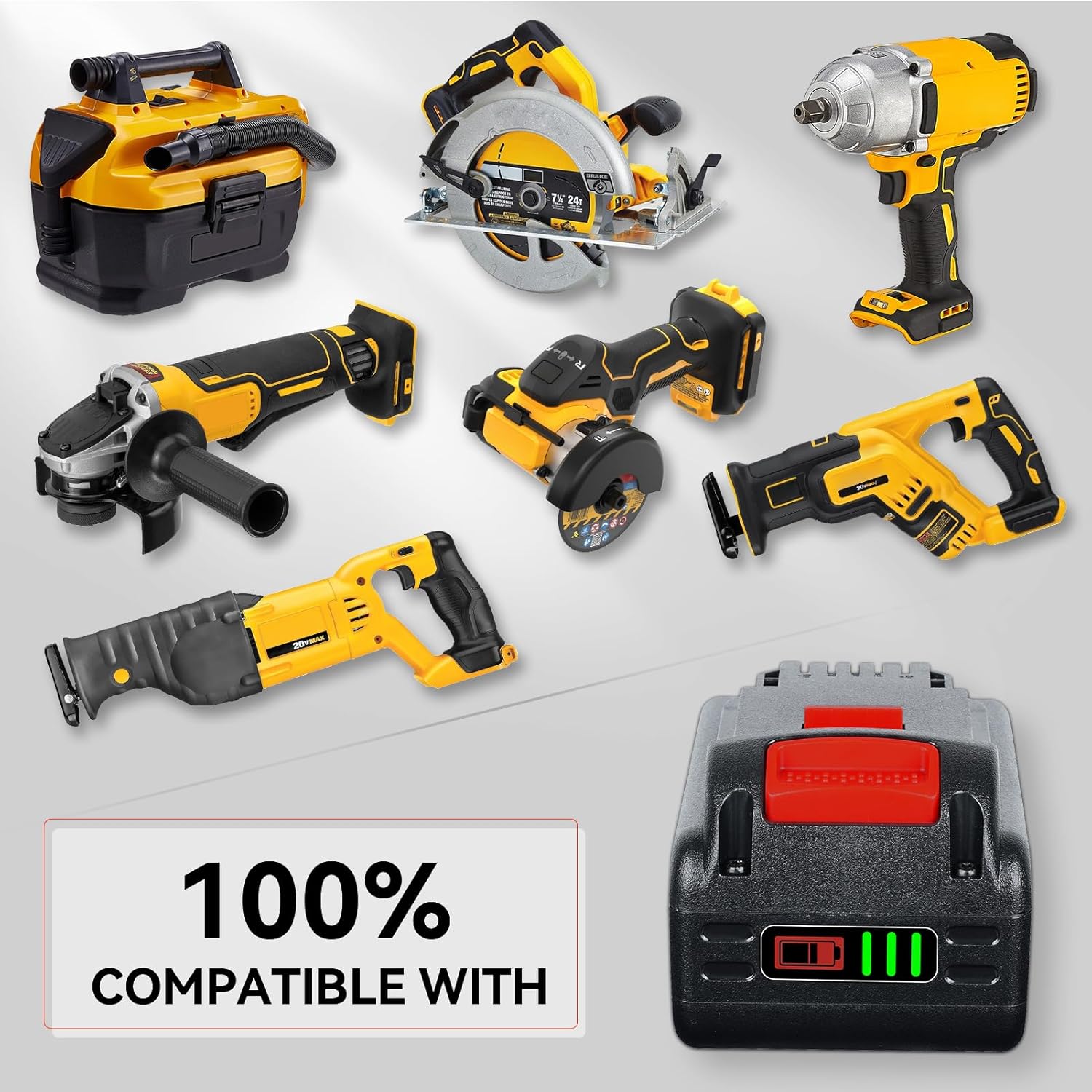 LUMSING 2Pack 7.0Ah Replacement for Dewalt 20v MAX Battery Compatible with Dewalt 20 v Battery DCB206 DCB204 DCB200 Lithium Ion Replacement for Dewalt 20 Volt Battery Cordless Power Tools