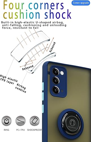 está especialmente diseñado para Samsung Galaxy Note 20 antiarañazos, antihuellas, soporte de anillo giratorio de 360 integrado sólido y duradero,