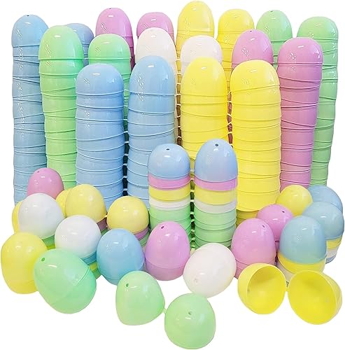 Miniatura 9 de The Dreidel Company Huevos de Pascua rellenables, huevos de Pascua de plástico brillante colores pastel con bisagra, perfectos para la caza de