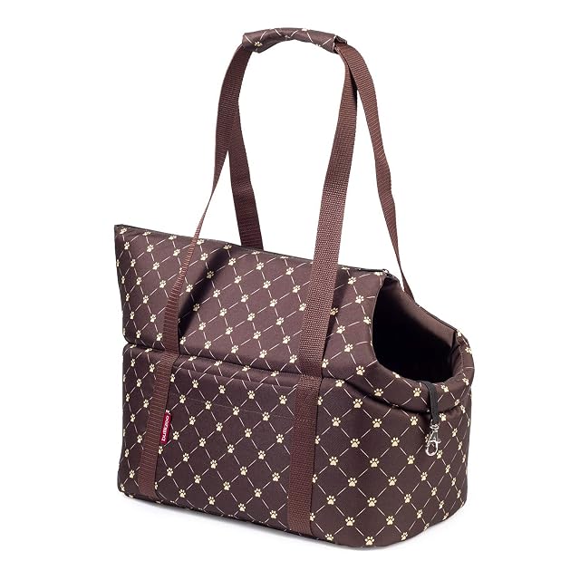 Bolsa para perros, bolsa para cachorros - Marrón/Patrón: Pezuñas, S hasta 5 kg