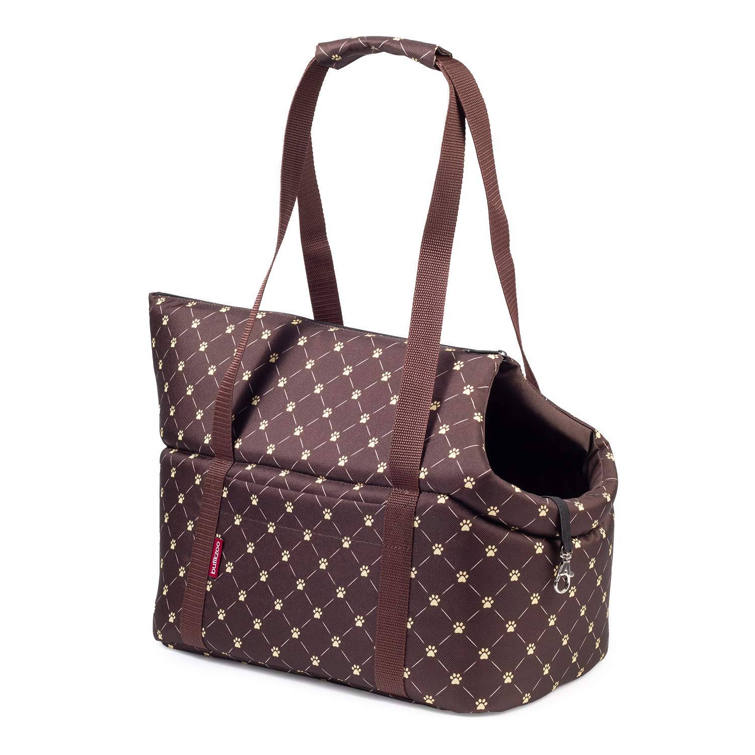 Bolsa para perros – Marrón/Patrón: Patas, M a 10 kg – Bolsa de transporte para perros pequeños y medianos – Perros y gatos