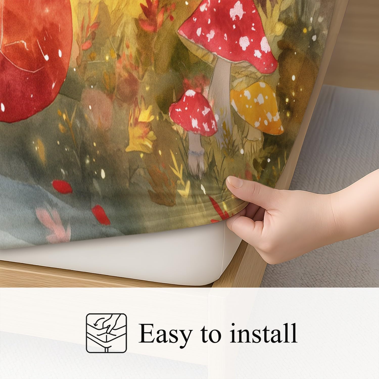Magischer Wald Spannbetttuch Traumhaft Fuchs Botanisch Spannbettlaken 140 x 200 x 30 cm 3teilig Mikrofaser Bettwäsche Set mit 2 Kissenbezüge 80 x 80 cm Kein Flachbettlaken