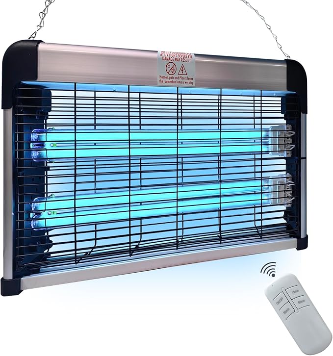 BAIMNOCM UV Light Sanitizer with Ozone 76 Watts (2x38W), UVC Disinfection Lamp w/Remote Control, Odor and Dust Mite Removal, Ultraviolet Light for Kitchen/Basement/Bathroom Black