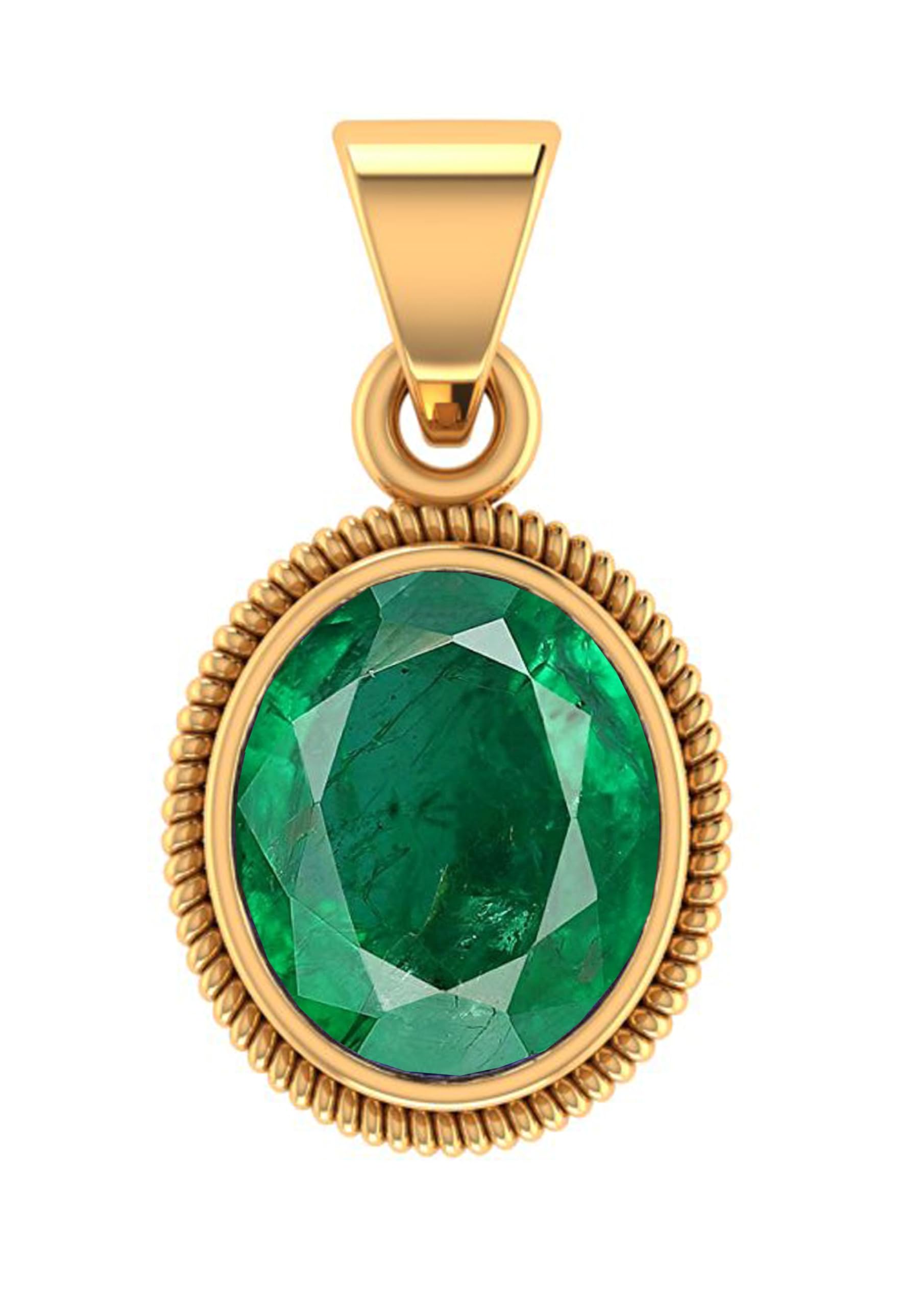 6.25 Ratti 5.00 Carat Certified Natural Emerald Panna Panchdhatu Rashi Ratan Gold Plated Pendant Locket for Men & Women